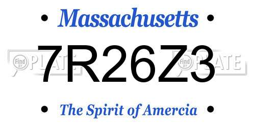 7R26Z3 Massachusetts License Plate