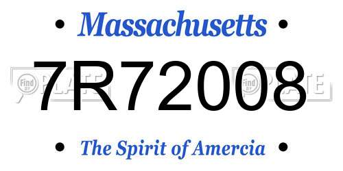 7R72008 Massachusetts License Plate