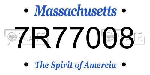 7R77008 Massachusetts License Plate