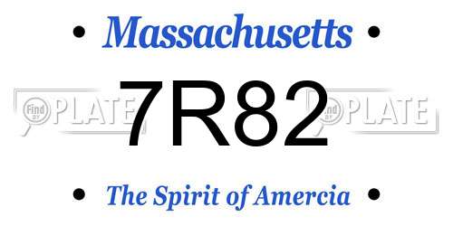 7R82 Massachusetts License Plate