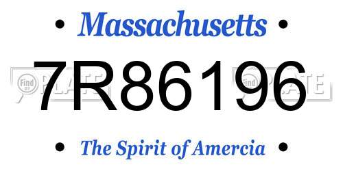 7R86196 Massachusetts License Plate