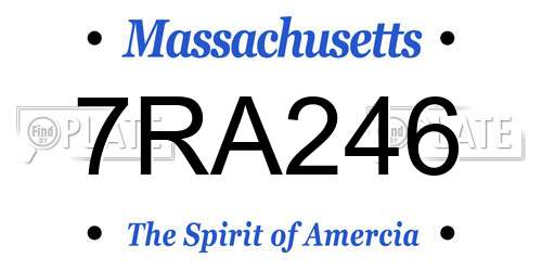 7RA246 Massachusetts License Plate