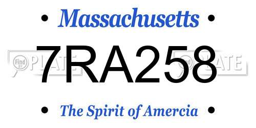 7RA258 Massachusetts License Plate