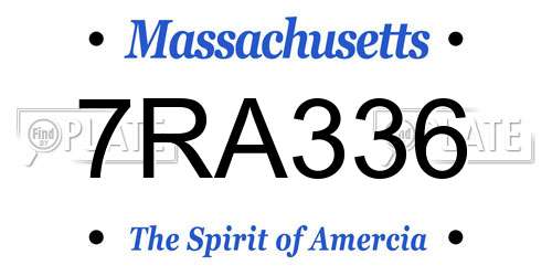 7RA336 Massachusetts License Plate