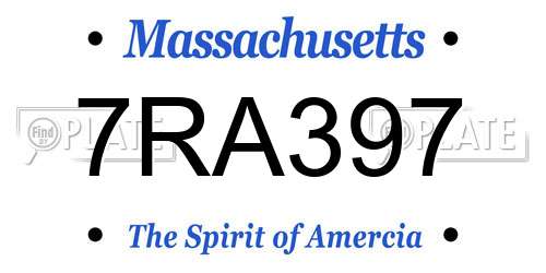 7RA397 Massachusetts License Plate