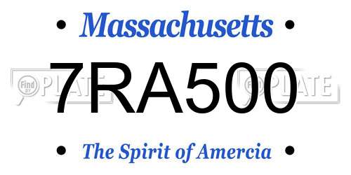7RA500 Massachusetts License Plate