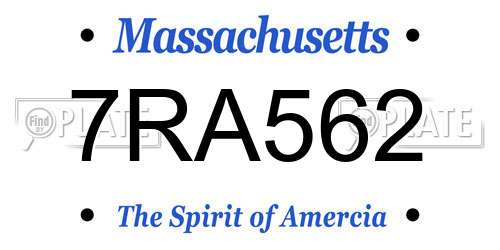 7RA562 Massachusetts License Plate