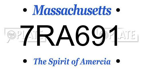 7RA691 Massachusetts License Plate