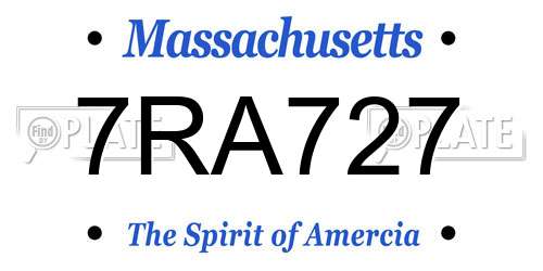 7RA727 Massachusetts License Plate