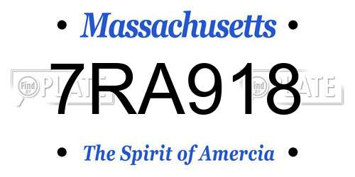 7RA918 Massachusetts License Plate