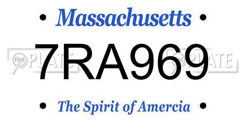 7RA969 Massachusetts License Plate
