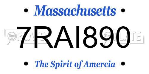 7RAI890 Massachusetts License Plate