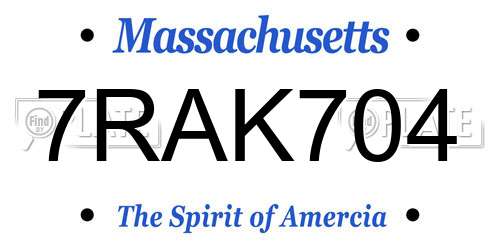 7RAK704 Massachusetts License Plate
