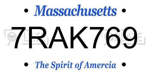 7RAK769 Massachusetts License Plate