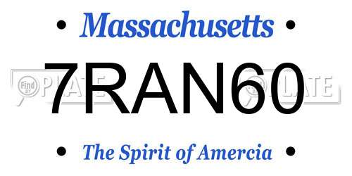 7RAN60 Massachusetts License Plate