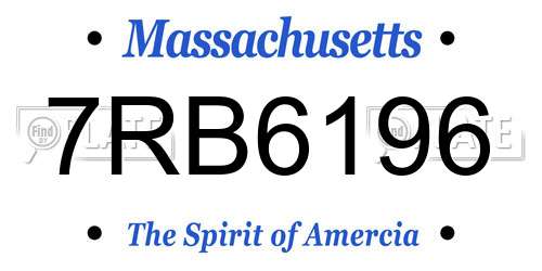 7RB6196 Massachusetts License Plate
