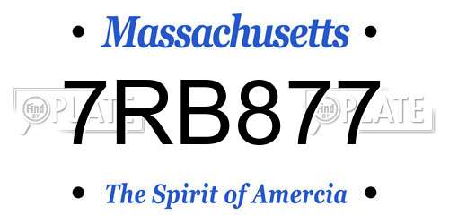 7RB877 Massachusetts License Plate