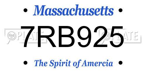 7RB925 Massachusetts License Plate
