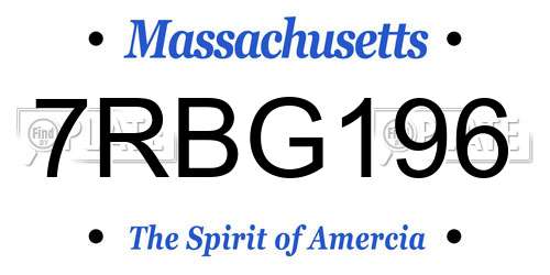 7RBG196 Massachusetts License Plate
