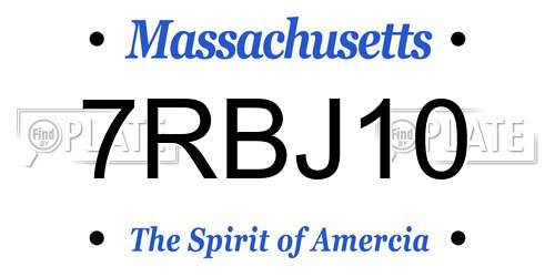 7RBJ10 Massachusetts License Plate