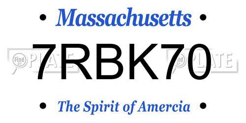 7RBK70 Massachusetts License Plate