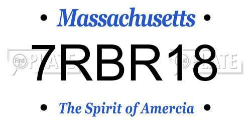 7RBR18 Massachusetts License Plate