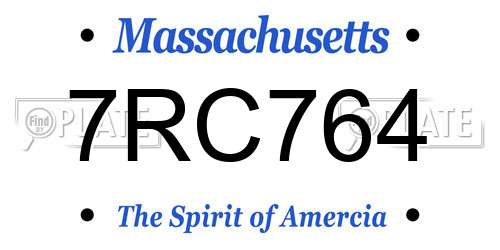 7RC764 Massachusetts License Plate