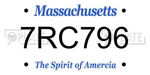 7RC796 Massachusetts License Plate