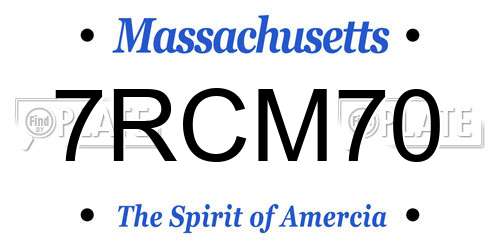 7RCM70 Massachusetts License Plate