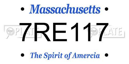 7RE117 Massachusetts License Plate