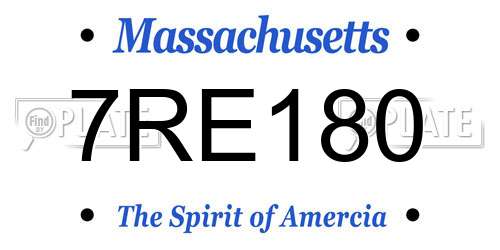 7RE180 Massachusetts License Plate