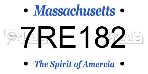 7RE182 Massachusetts License Plate