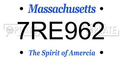 7RE962 Massachusetts License Plate