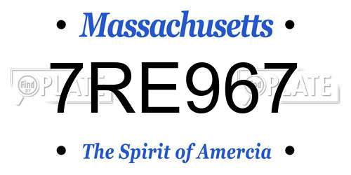 7RE967 Massachusetts License Plate