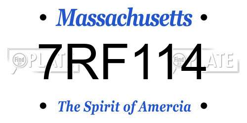 7RF114 Massachusetts License Plate