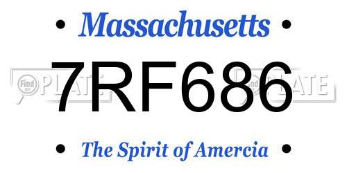 7RF686 Massachusetts License Plate