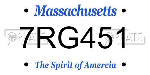 7RG451 Massachusetts License Plate
