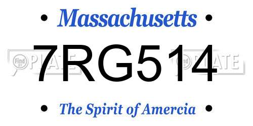 7RG514 Massachusetts License Plate