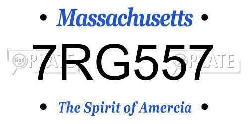 7RG557 Massachusetts License Plate