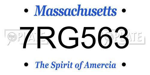 7RG563 Massachusetts License Plate