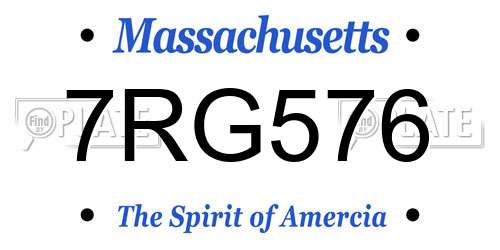 7RG576 Massachusetts License Plate