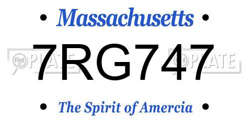 7RG747 Massachusetts License Plate