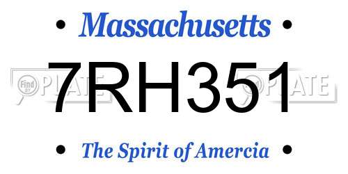 7RH351 Massachusetts License Plate