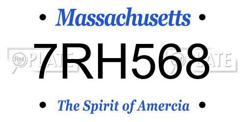 7RH568 Massachusetts License Plate