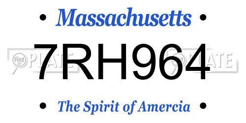 7RH964 Massachusetts License Plate