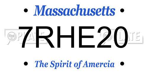 7RHE20 Massachusetts License Plate