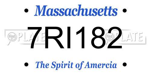 7RI182 Massachusetts License Plate