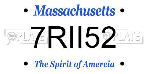 7RII52 Massachusetts License Plate