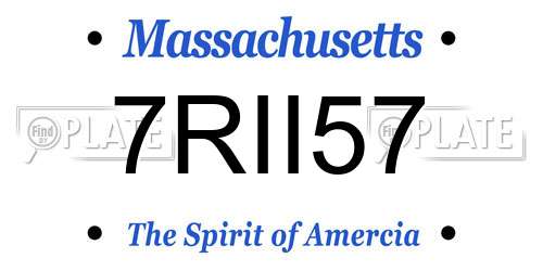 7RII57 Massachusetts License Plate