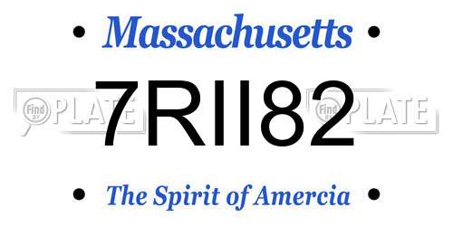 7RII82 Massachusetts License Plate